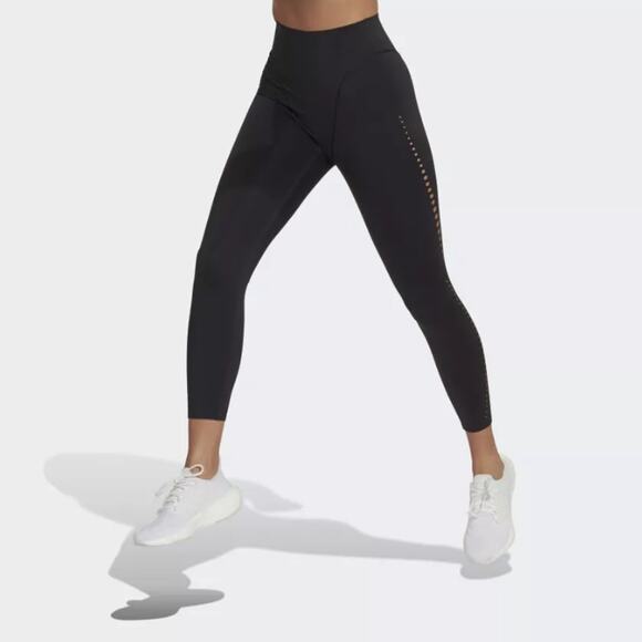 Adidas Optime BOA 7/8 Cutout Training Leggings in Black, Size Large - Picture 1 of 12